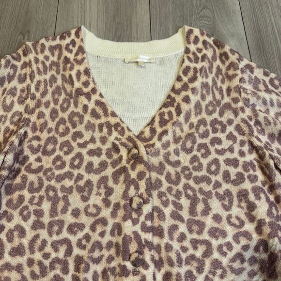 LoveShackFancy BOSCOM CARDIGAN Taupe Skies Cheetah Animal Print Women’s Medium - Picture 5 of 10